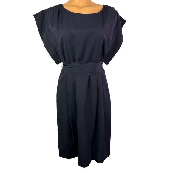 Eliza J Navy tie waist business casual dress with pockets size 6 - Picture 1 of 7